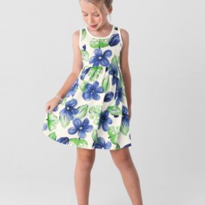 Vestido Infantil Flores Azul