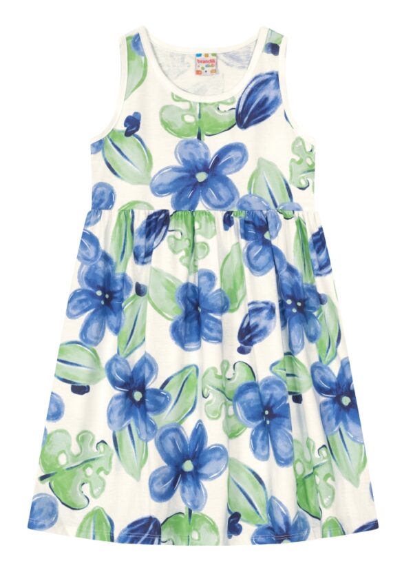 Vestido Infantil Flores Azul