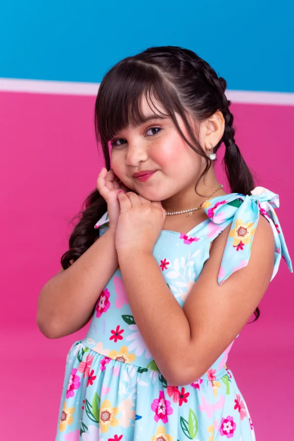 Vestido Infantil Midi Flores - Imagem 2