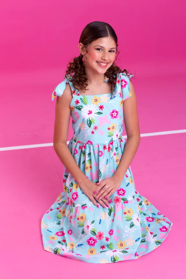 Vestido Infantil Midi Flores - Imagem 4