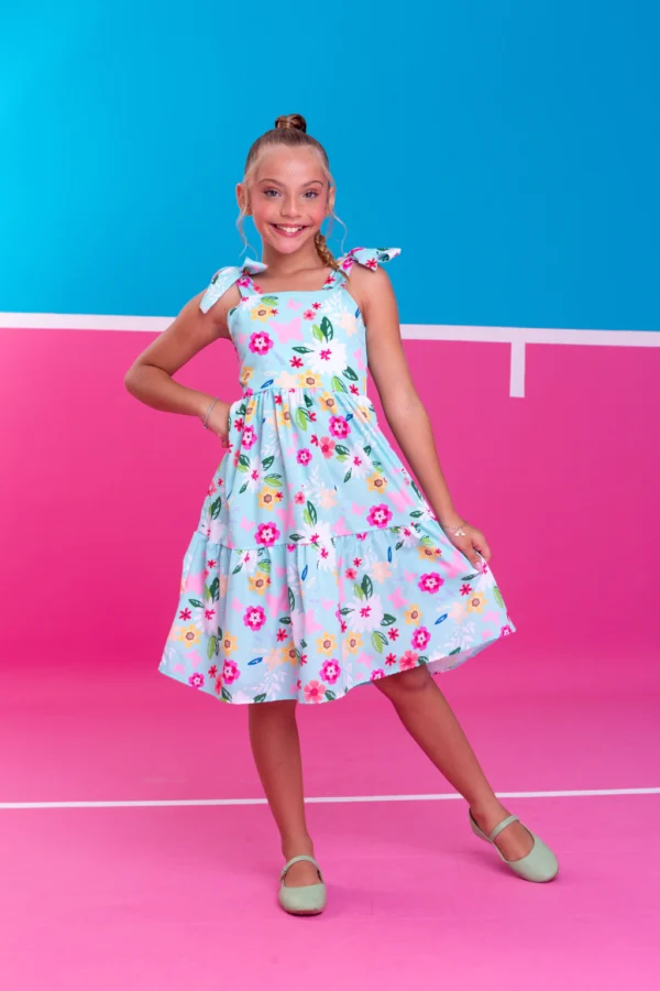 Vestido Infantil Midi Flores - Imagem 3
