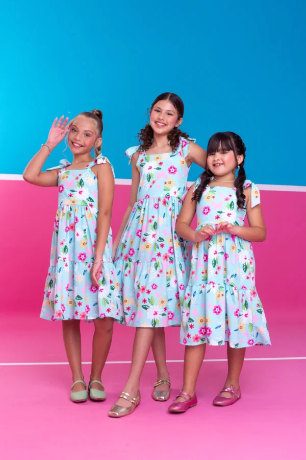 Vestido Infantil Midi Flores