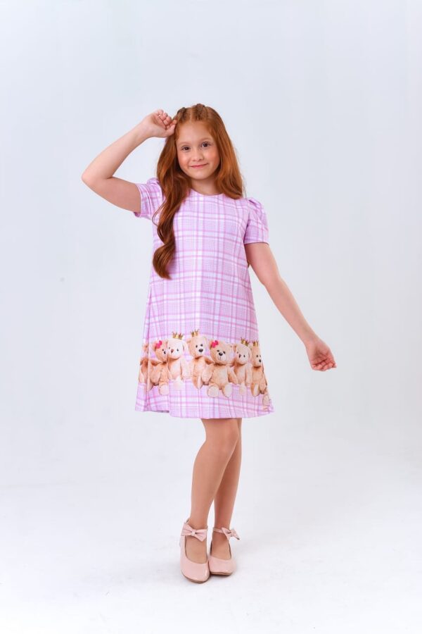 Vestido Infantil Ursinhos Rosa - Imagem 3