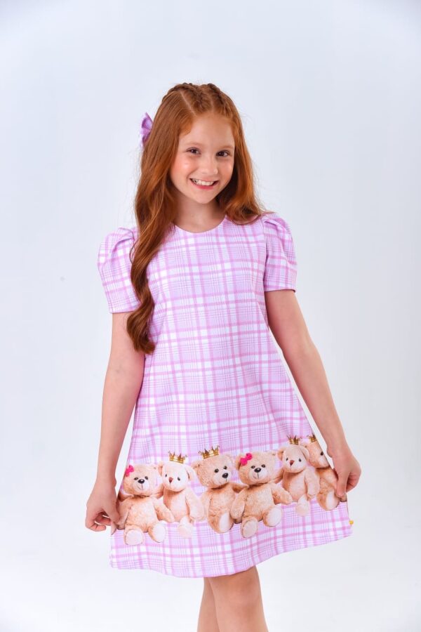 Vestido Infantil Ursinhos Rosa