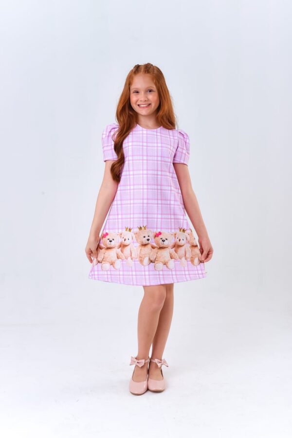 Vestido Infantil Ursinhos Rosa - Imagem 6