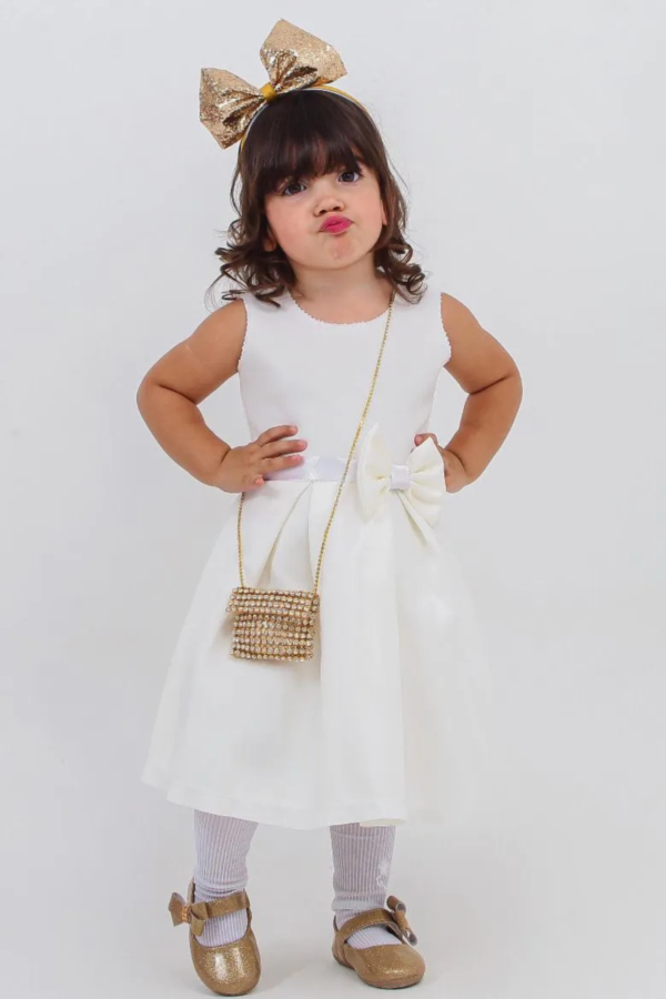 Vestido Infantil Branco Laço