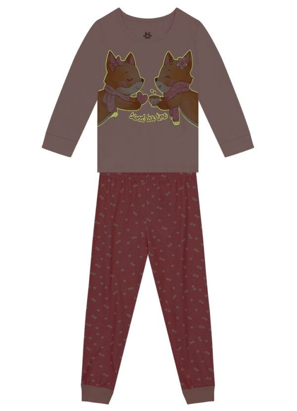 Pijama Infantil Menina Raposinha Brilha no Escuro Brandili