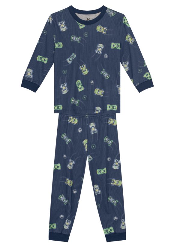 Pijama Infantil Menino Estampa de Carrinhos em Malha Brandili