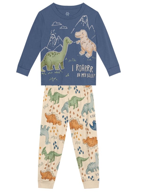 Pijama Infantil Menino Dinossauros Brilha no Escuro Brandili