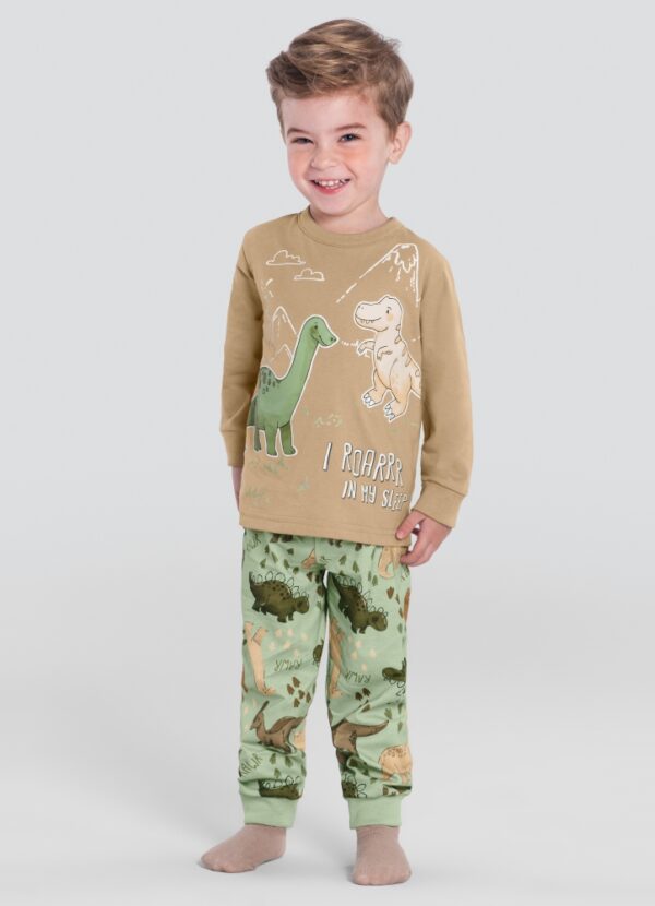 Pijama Infantil Menino Dinossauros Brilha no Escuro Brandili