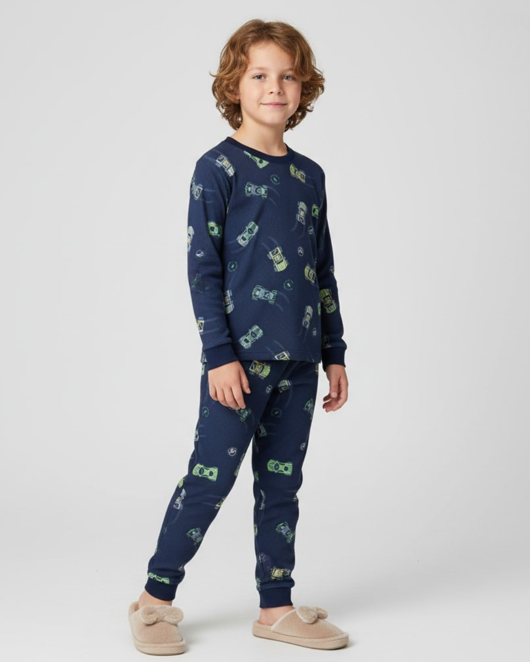 Pijama Infantil Menino Estampa de Carrinhos em Malha Brandili