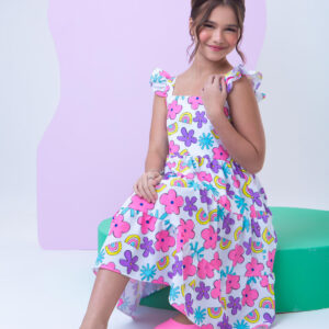 Vestido Infantil Flores Coloridas