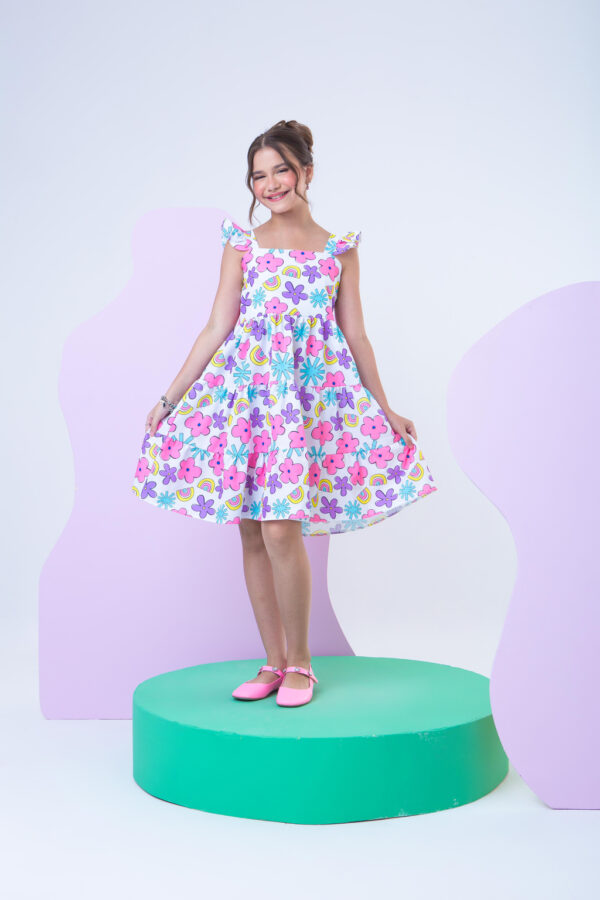 Vestido Infantil Flores Coloridas