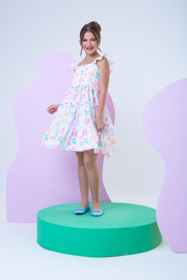 Vestido Infantil Flores Delicadas