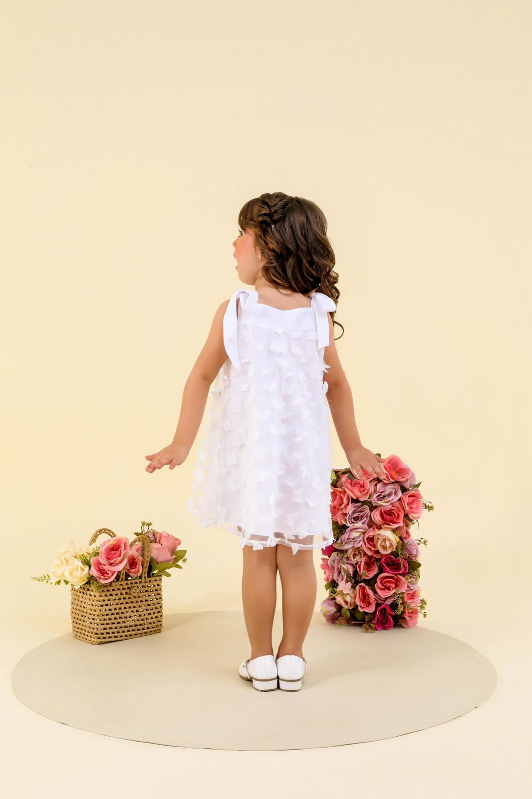Vestido Infantil Borboletas Branco 2 Vestido Infantil Borboletas Branco