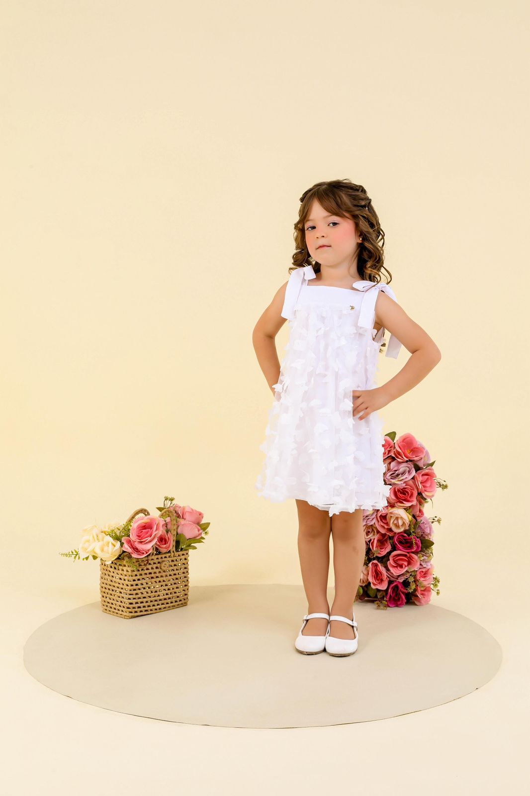 Vestido Infantil Borboletas Branco 3 Vestido Infantil Borboletas Branco