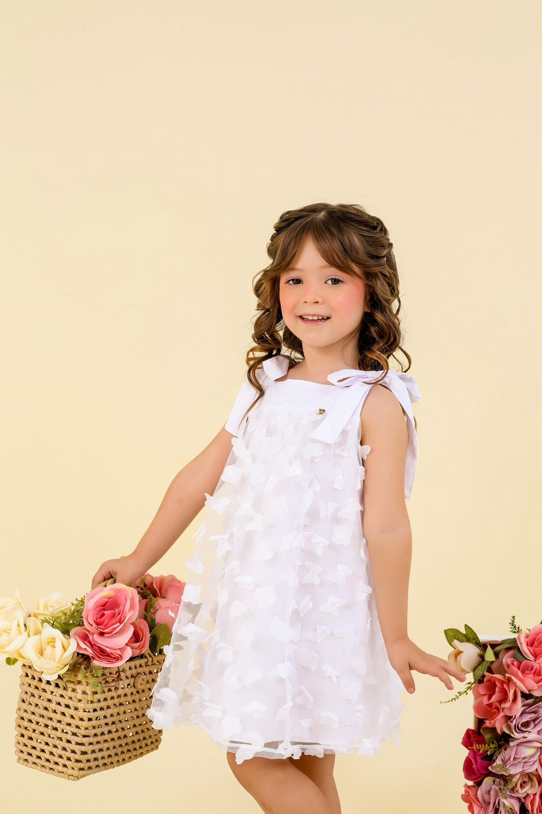 Vestido Infantil Borboletas Branco