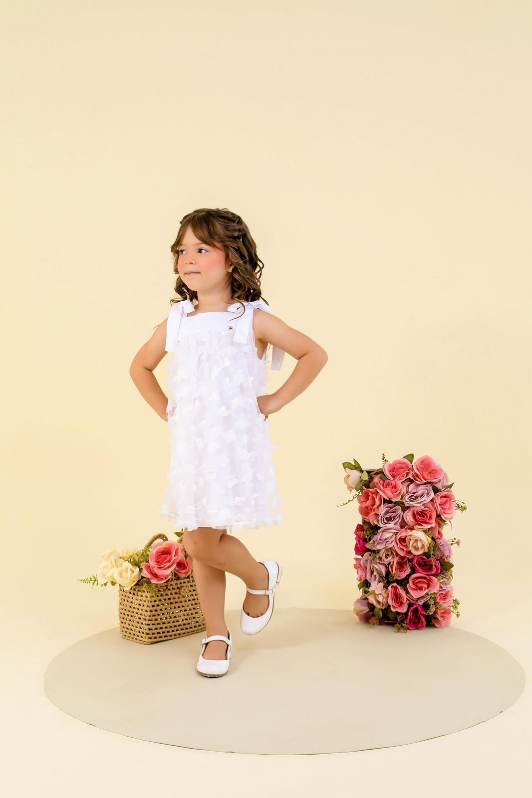 Vestido Infantil Borboletas Branco 4 Vestido Infantil Borboletas Branco