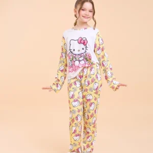 Pijama Infantil Manga Longa Hello Kitty