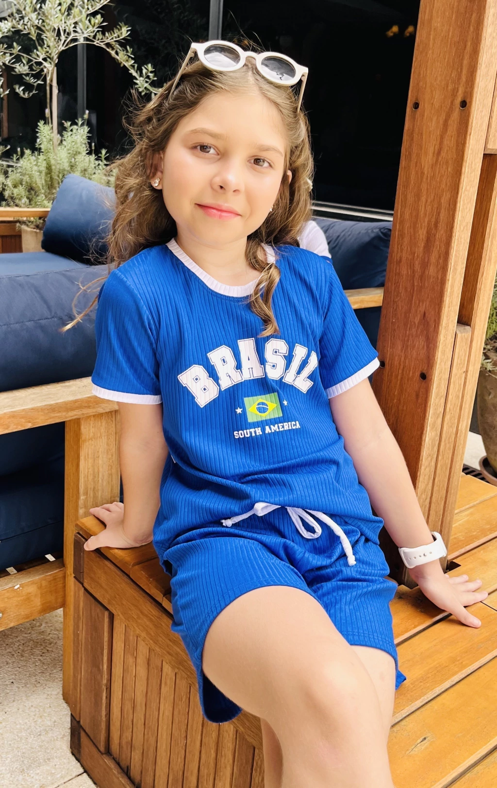 Conjunto Infantil Meninas Brasil Azul