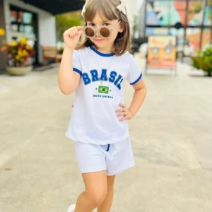 Conjunto Infantil Meninas Brasil Branco