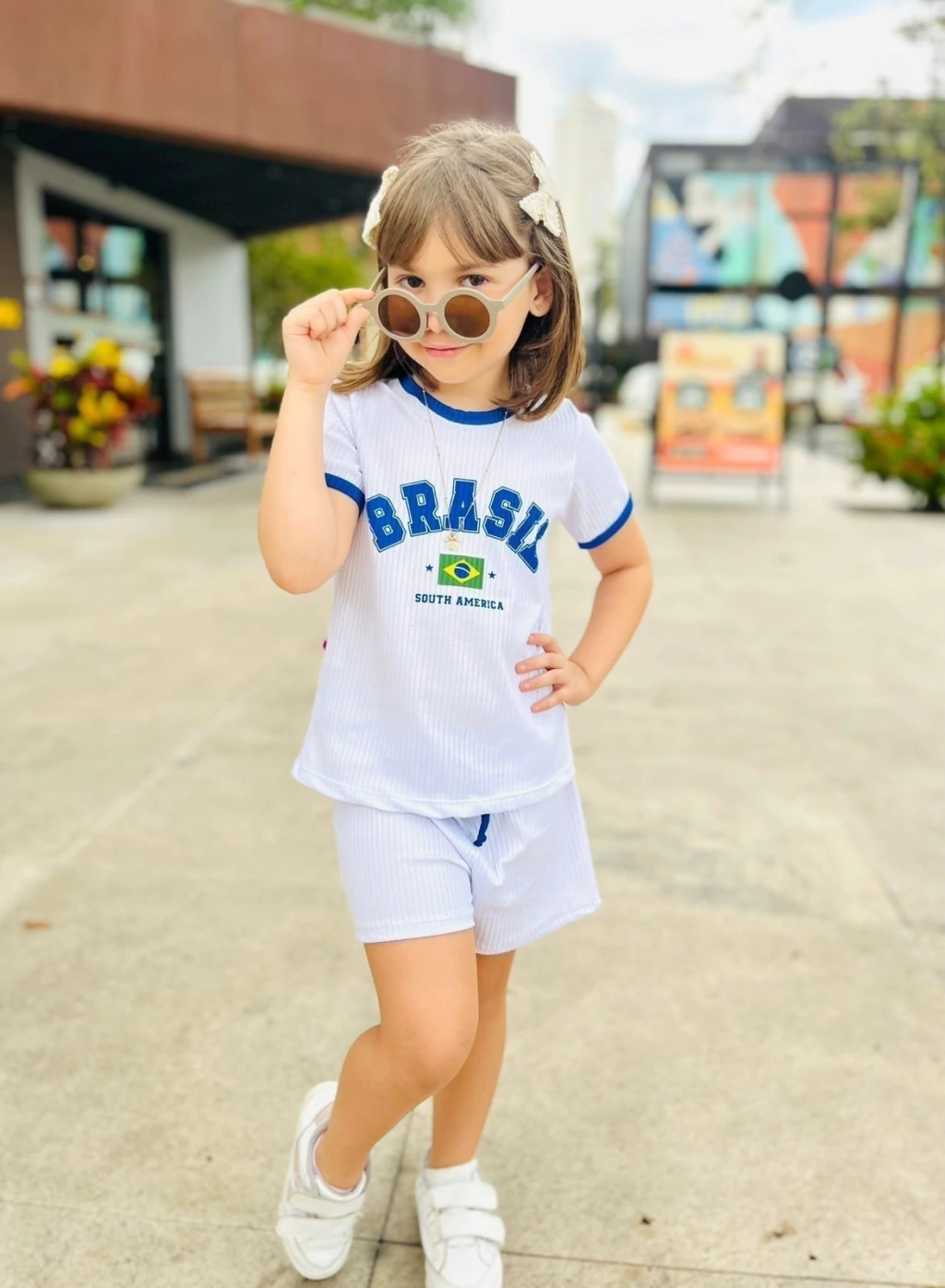 Conjunto Infantil Meninas Brasil Branco