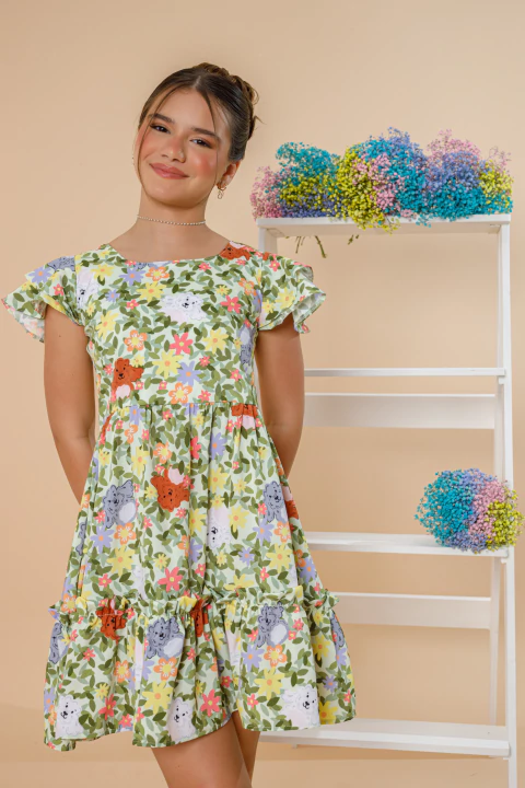 Vestido Infantil Jardim Encantado