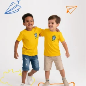 Camisa Infantil Brasil Bordada