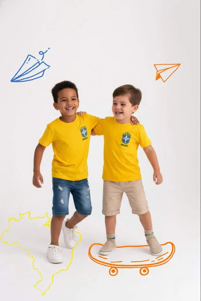 Camisa Infantil Brasil Bordada