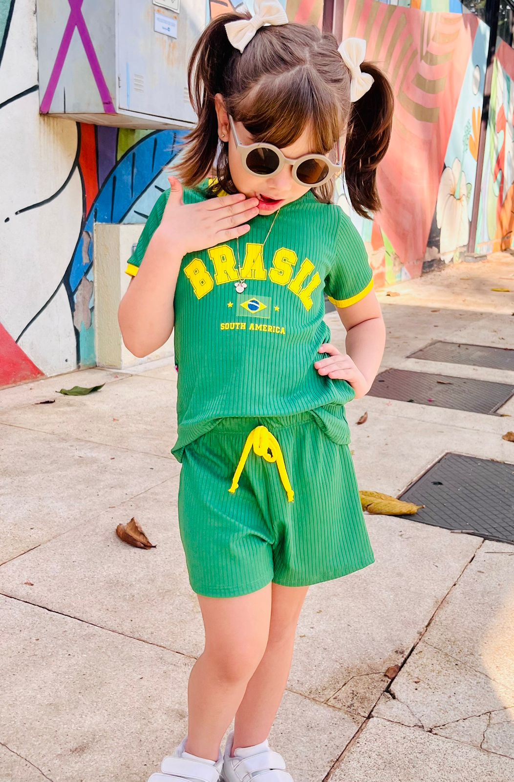 Conjunto Infantil Meninas Brasil Verde