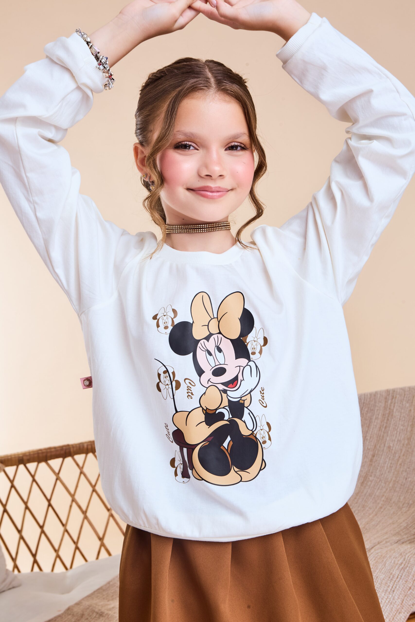 Conjunto Infantil Minnie Manga Longa Marrom 2 Conjunto Infantil Minnie Manga Longa Marrom - Imagem 2