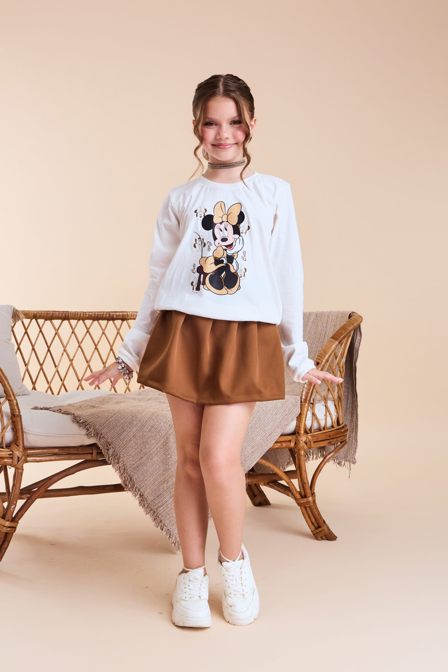 Conjunto Infantil Minnie Manga Longa Marrom 6 Conjunto Infantil Minnie Manga Longa Marrom - Imagem 6
