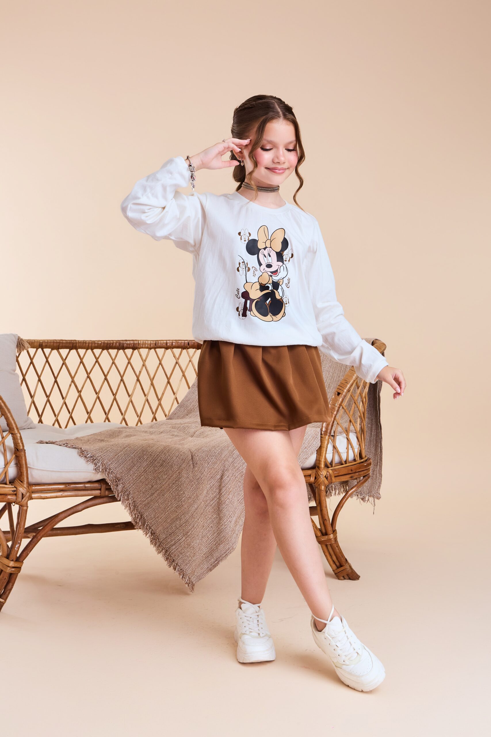 Conjunto Infantil Minnie Manga Longa Marrom 5 Conjunto Infantil Minnie Manga Longa Marrom - Imagem 5