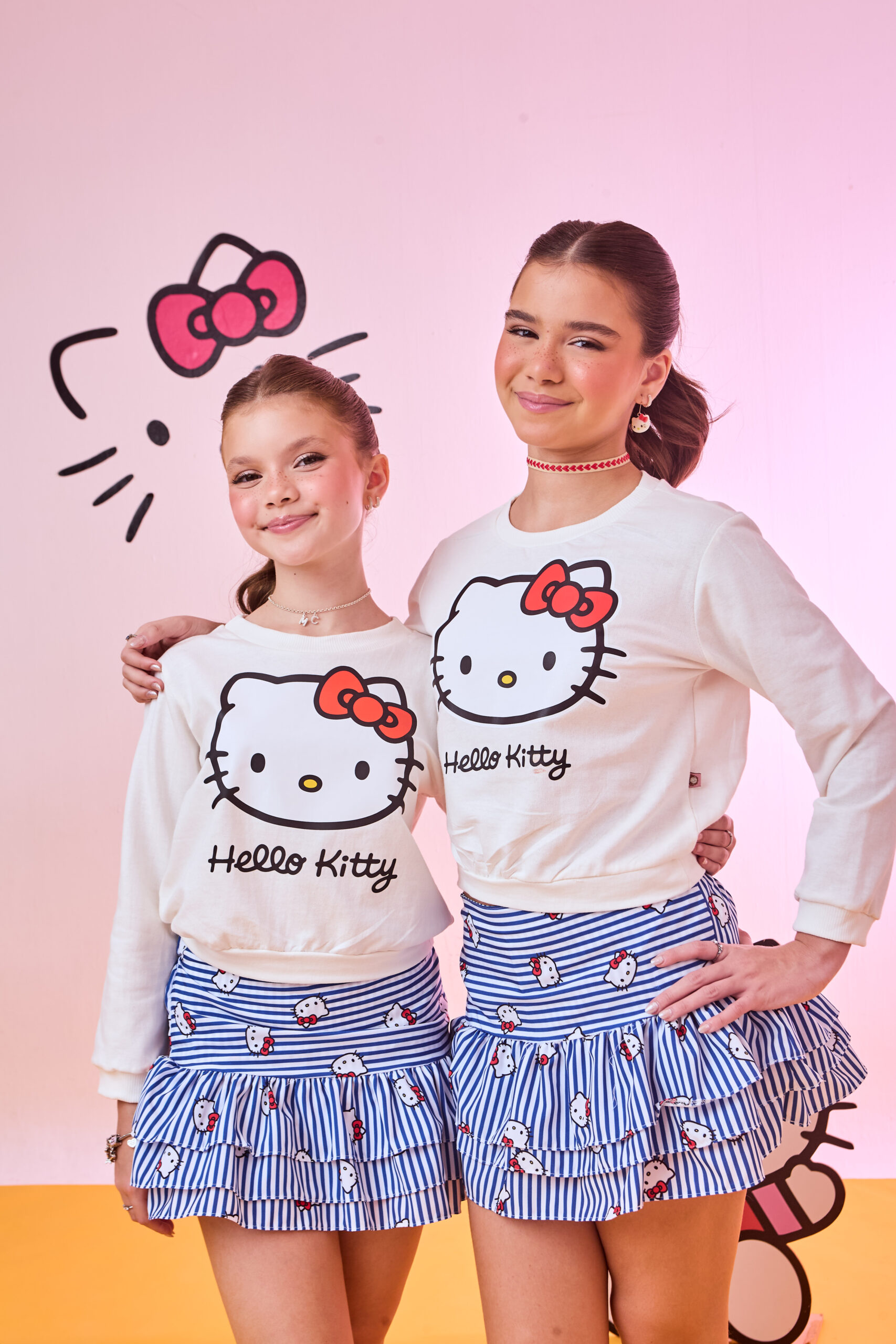 Conjunto Infantil Hello Kitty Listras Azul